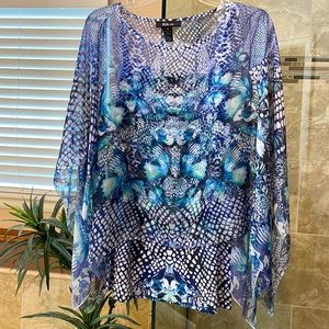 two piece tank with sheer overlay, size M